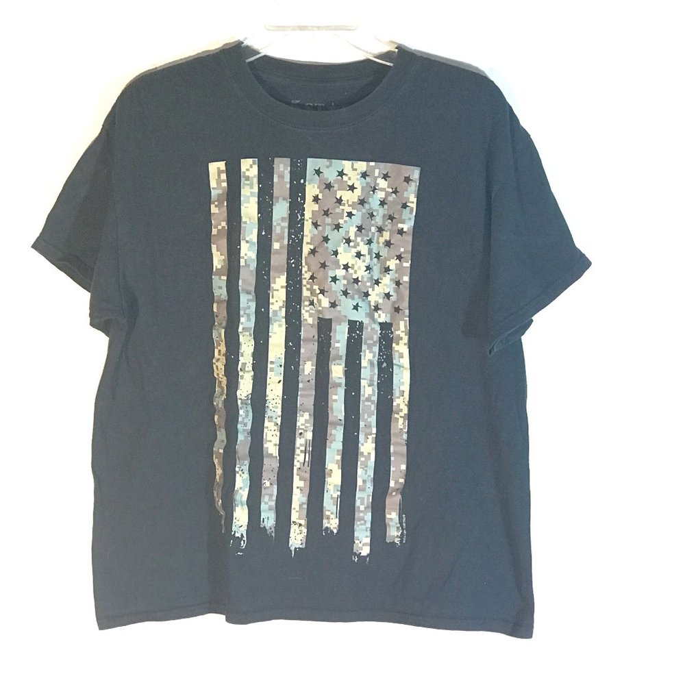 5 Star American Military Camouflage Flag Short Sleeve Tee T Shirt